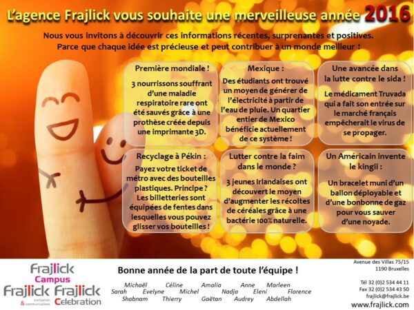 l'agence Frajlick vous souhaite une bonne année 2016