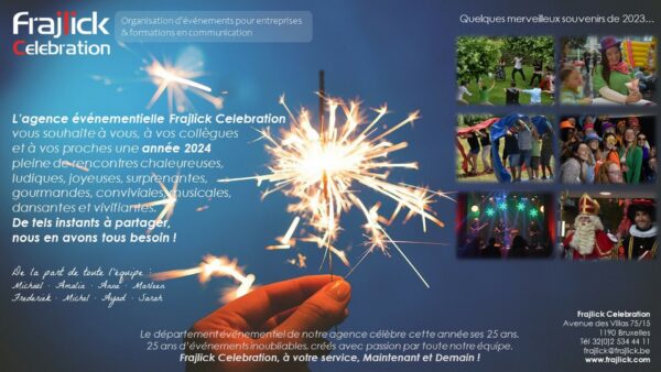 Carte de nouvel an de l'agence événementielle Frajlick Celebration pour 2024