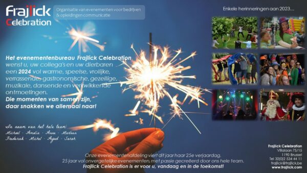 nieuwjaarskaart van het evenementenbureau Frajlick Celebration voor 2024